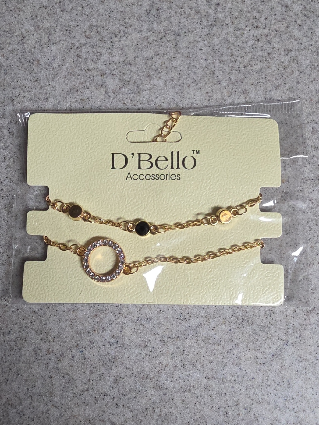 Gold Tone Layered Bracelet Set With Pav Circle Accent